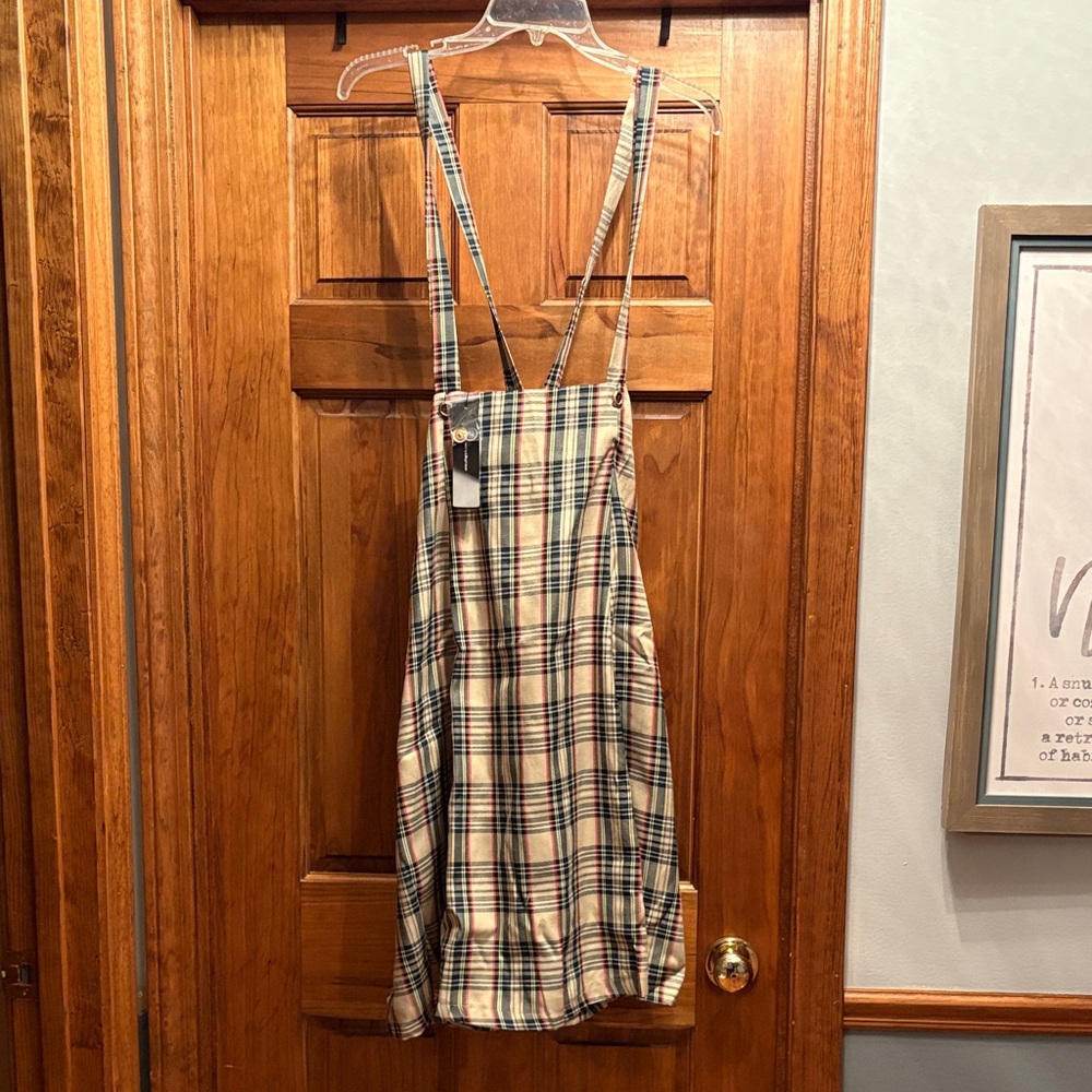 Allegra K Checkered Mini Dress with Straps